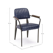 Nelly vintage style chair in eco-leather with blue armrests 84 h cm
