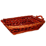 Rectangular honey walnut woven wicker basket cm53x38h13