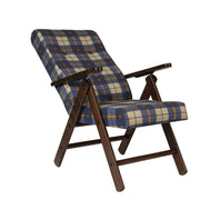 Adjustable Blue Checkered Fabric Armchair