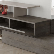 Walnut and dove gray hallway furniture with Ramda mirror 137x35xh.154 cm