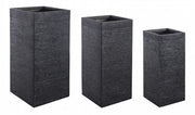 Set of 3 Tall Black Graffiti Vases
