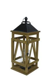 Squared anthracite natural wood and metal lantern cm24x24h61