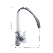Kitchen sink mixer tap chrome finish h.26.78x20.3 cm