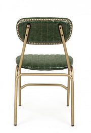 Addy modern chair in steel covered in dark green retro color