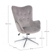 Farida contemporary armchair in gray velvet