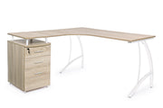 Corner desk with Kavita wooden chest of drawers