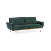 JOHNNY three seater sofa bed in dark green velvet 210x83x h85 cm