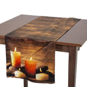 Brown led candle fabric runner cm40x150