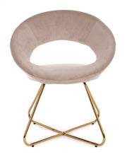 2x Vanity armchair in dove gray velvet and gold legs