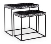 Set of 2 Inky black metal coffee tables
