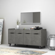 Modern cement sideboard with high feet with drawers cm 140 x 45 x 72 H
