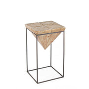 Steel stool with seat in PRISMY fir wood 31x31xh.55 cm