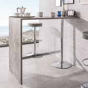 Rectangular concrete-colored peninsula with chromed leg 120x60xh.105 cm