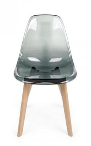 Easy smoked polycarbonate design chair with wooden feet