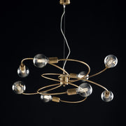 Suspension lamp in brushed bronze iron eight lights 70x h33 cm