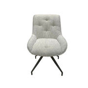 Light Grey Dining Chair with Lobster Faux Leather Backrest and Black Legs