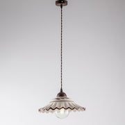 Chandelier with cable fabric Black Rust lampshade in White ceramic 30x h14 cm