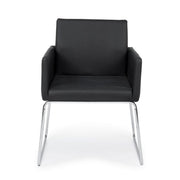 Chair with armrests in imitation leather Black SIXTY 60x54x h80.5 cm