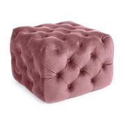 Evan ottoman in quilted Blush velvet