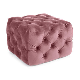 Evan ottoman in quilted Blush velvet