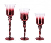 Set of 2 Red Artha Chalice Candle Holders