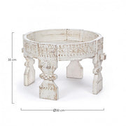 Fusion style white wooden coffee table Ø50a - 35h