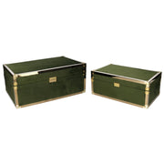 Rectangular green wooden box 1-2 cm48x30h20