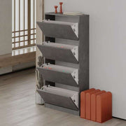 Grey Retro Flip-Flop Shoe Cabinet with 4 Doors 73W x 26D x 154.5H cm