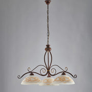 Chandelier worked in Rust Black iron with Gold finishing three lights 71x h56 cm