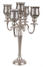 Classic style 5 burner silver aluminum candelabra cm 62h