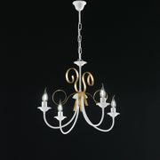 Classic white iron shabby gold chandelier four lights 61x h47 cm