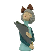 Woman blue flower vase resin cm16,5x12h32