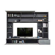 Living room wall unit oxide and cement L.277xP41xh.209 cm
