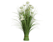 Bunch of Artificial flowers in white and green polyester