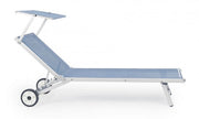 Aluminum sunbed with blue wheels Cross 65 x 196 x 62 cm