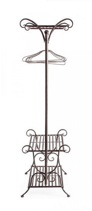Brown steel coat rack with three shelves Brown MELANIE 55x46x h170 cm