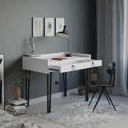 White Sponge Desk with Black Legs and Drawer - 81.40cm H x 61.80cm W x 100cm L