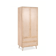 Bali 60A wardrobe with 2 doors and 2 wicker effect drawers