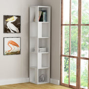 Corner bookcase White top 5 shelves 31.4x31.4x158.9