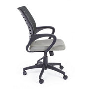 Gray office chair with wheels and armrests