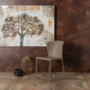 Faux leather chair and dove gray seat 49x56x82h cm