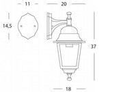Small bottom wall lamp old black line