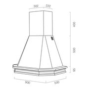 RUSTICA 5 LATI extractor hood in white stainless steel and tobacco-coloured wooden frame 90 cm