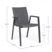 Anthracite garden chair with armrests Bizzotto