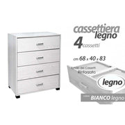 Cassettiera como 4 cassetti bianco cm 68 x 40 x 83 h