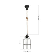 Halat ASZ0549 pendant lamp in black metal and rope