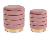 Set2 Pouf Container Darina Rosa Antico in velvet