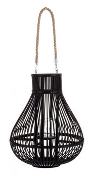 Belem black lantern with bamboo handle