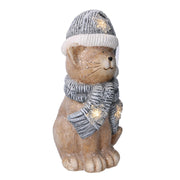 Resin cat led blue hat 19,5x18,5h40 cm