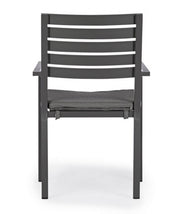 4x Anthracite chair with aluminum armrest and cushion in industrial style